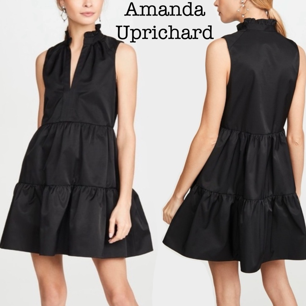 Amanda Uprichard Saffron Black Ruffle Dress Size Medium